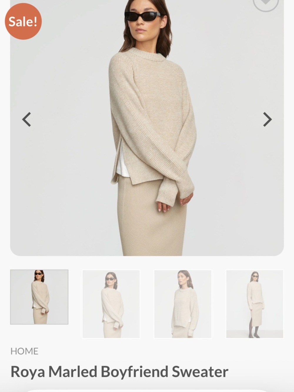 Modern Citizen Roya Marled Boyfriend Sweater in Neutral Beige